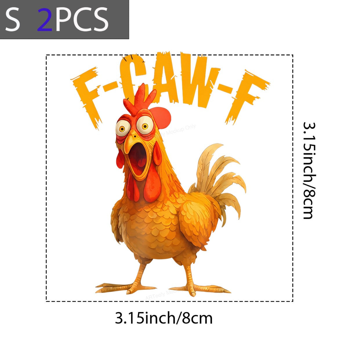 Funny Graphic Transfer F-Caw-F Screaming Chicken Cartoon Design for T Shirts Hoodies and Gifts - 8