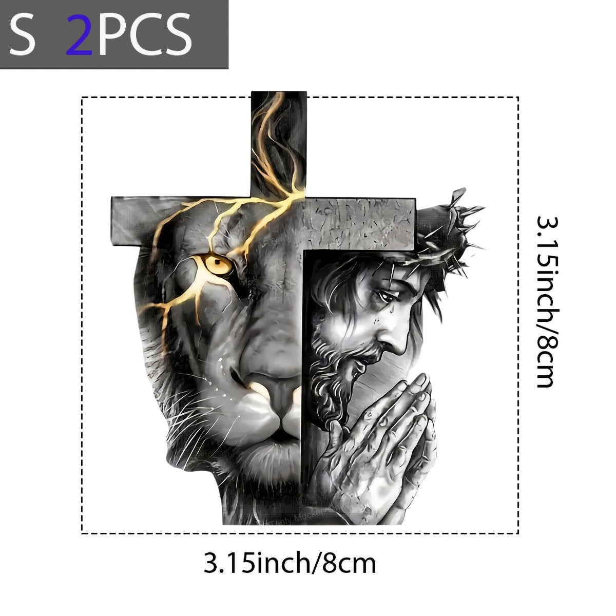 Christian Heat Transfer Lion and Cross with Praying Hands Graphic for T Shirts Hoodies and Christian Apparel - 8