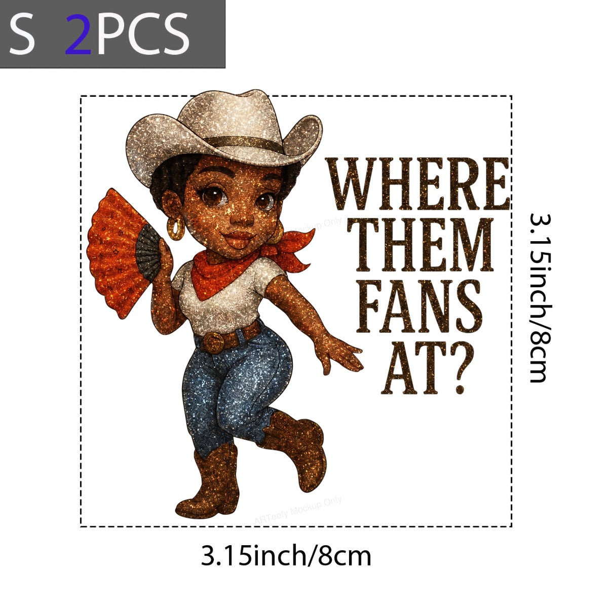 Western Heat Transfer Where Them Fans At Glitter Cowgirl Graphic for T Shirts Hoodies and Party Outfits - 8