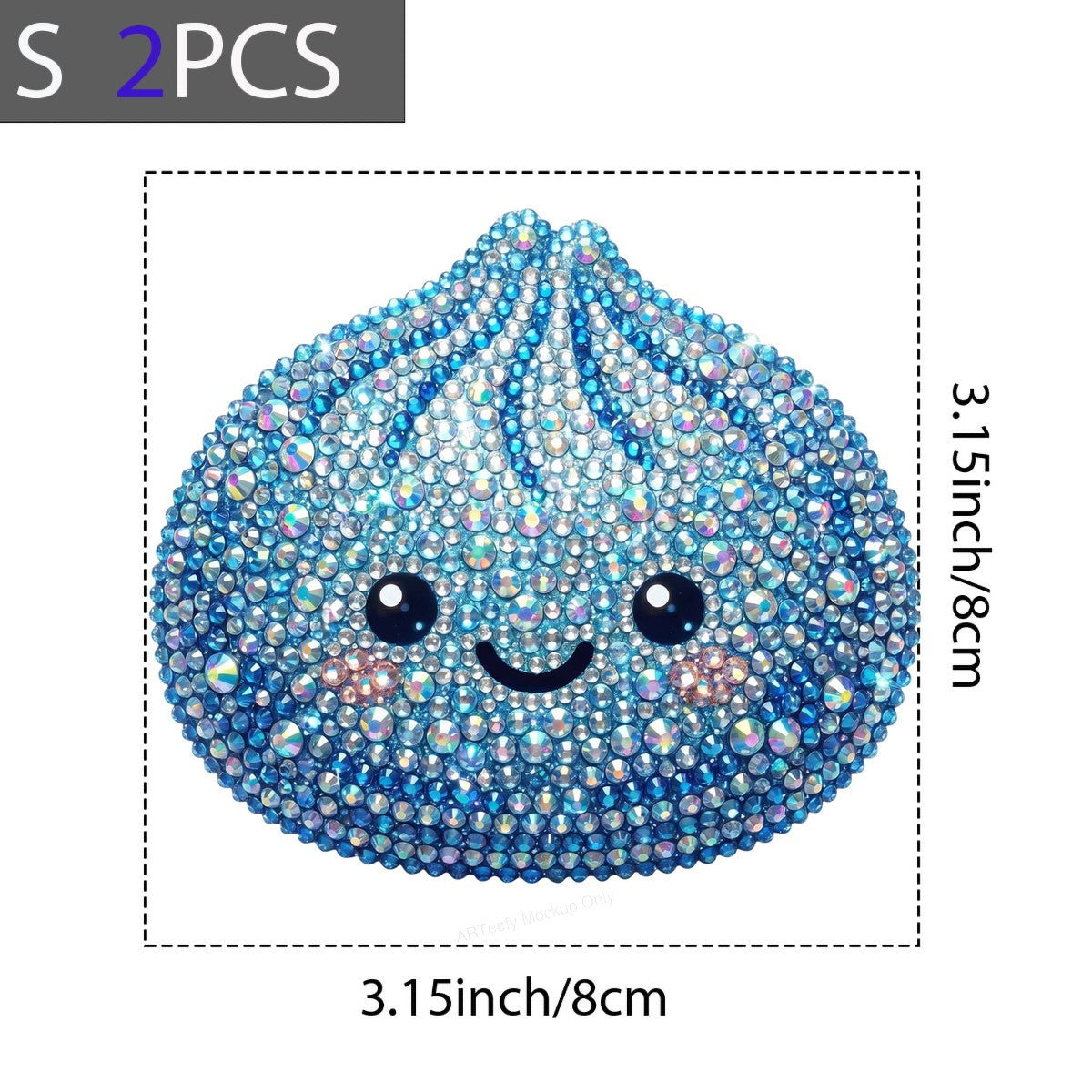 DTF Transfer Cute Sparkly Dumpling Face Rhinestone Graphic for T Shirts Hoodies and Tote Bags - 8