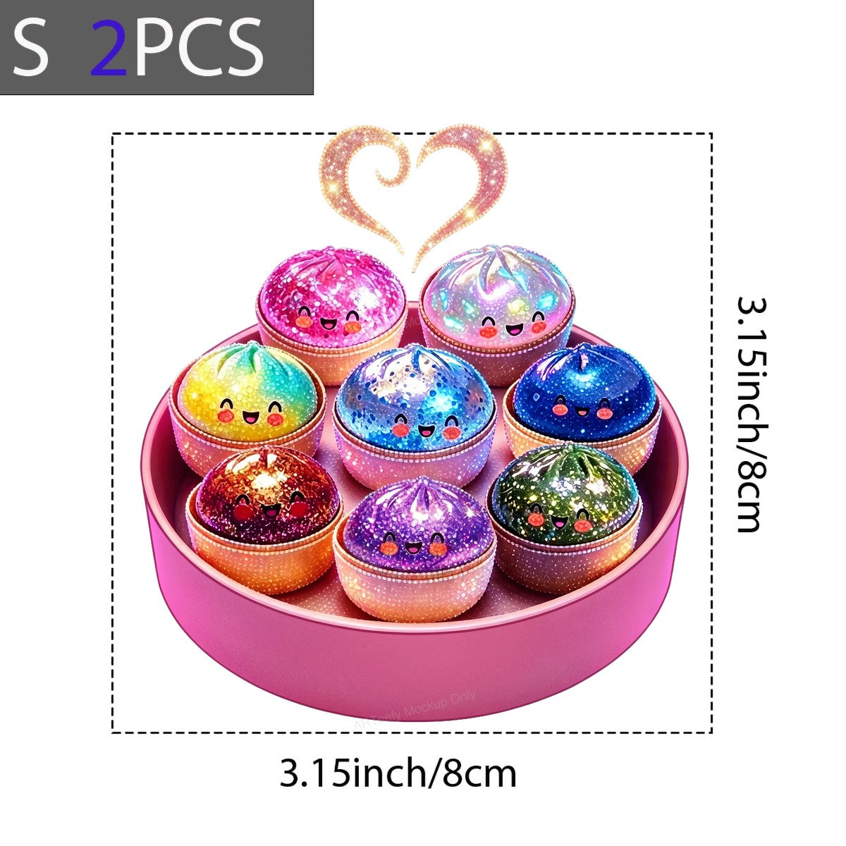 DTF Heat Transfer Kawaii Rainbow Dumpling Characters Sparkle Heart Design for T Shirts Hoodies and Tote Bags - 8