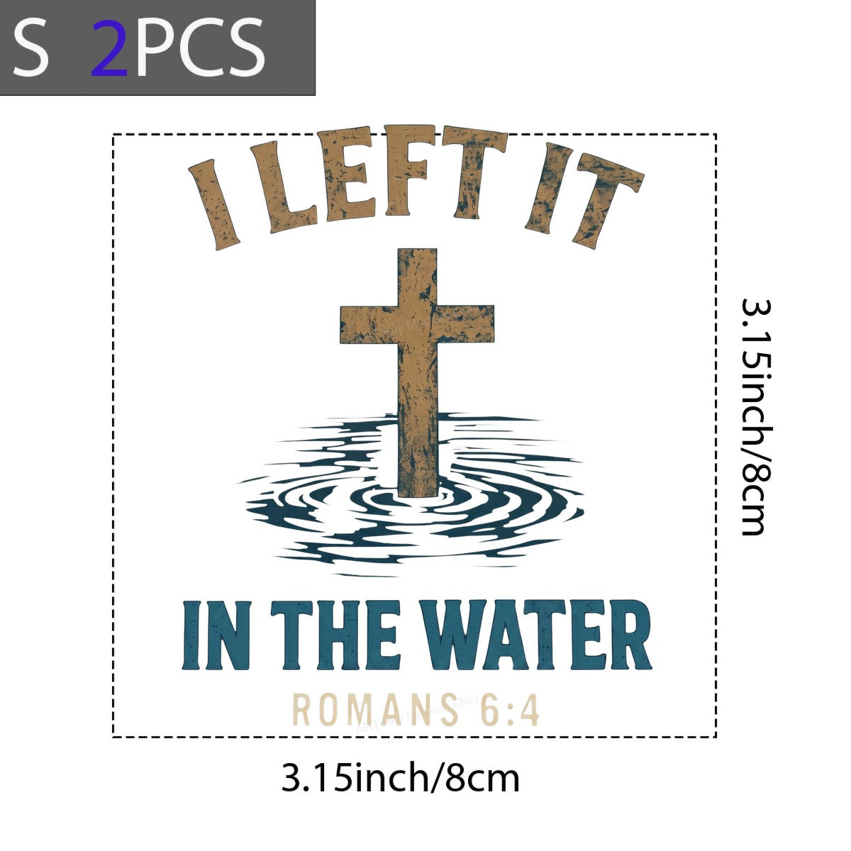 Christian Heat Transfer I Left It In The Water Cross and Ripples Scripture Graphic for T Shirts Hoodies and Christian Apparel - 8