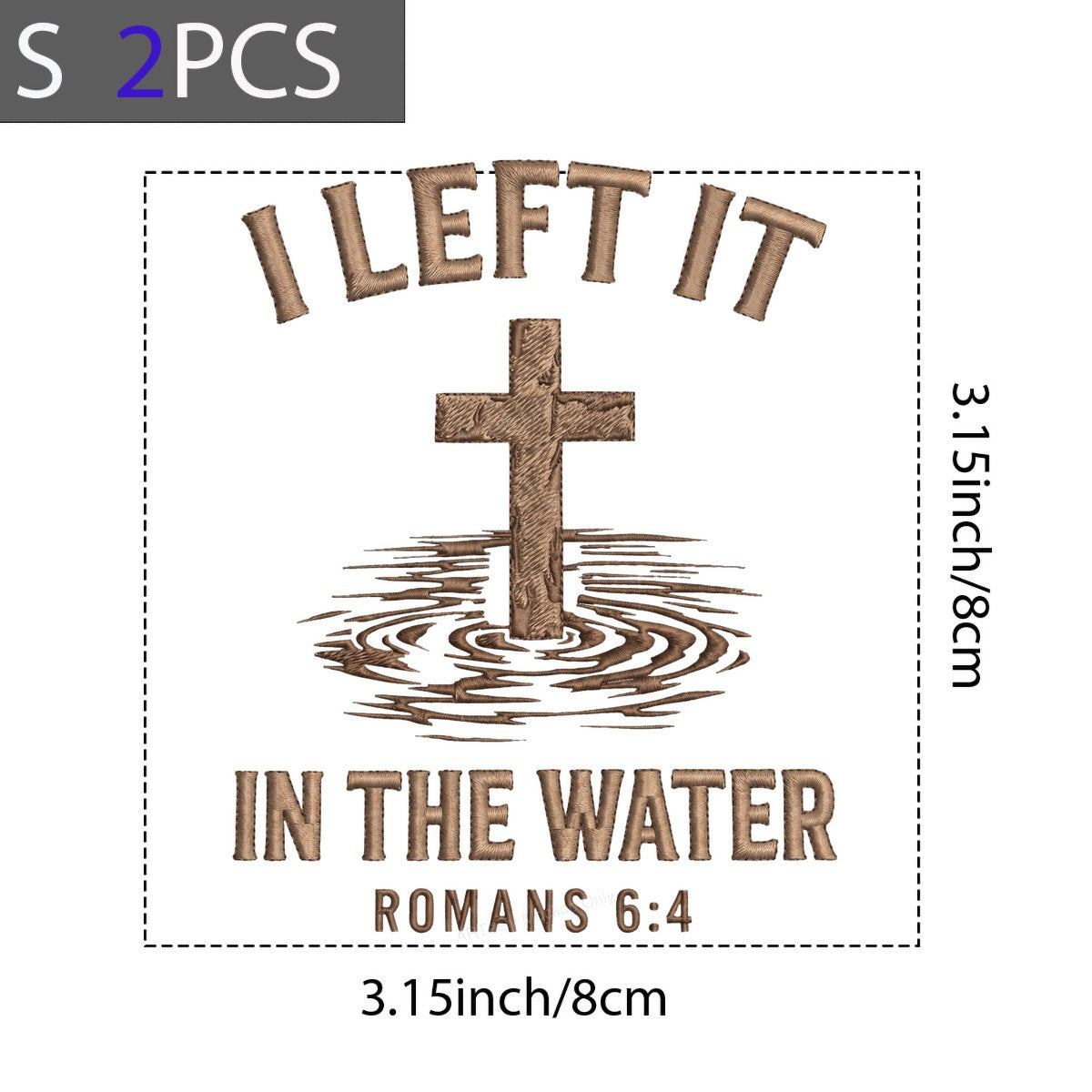 Christian Heat Transfer I Left It In The Water Cross with Ripples Embroidered Look for T Shirts Hoodies and Christian Apparel - 8