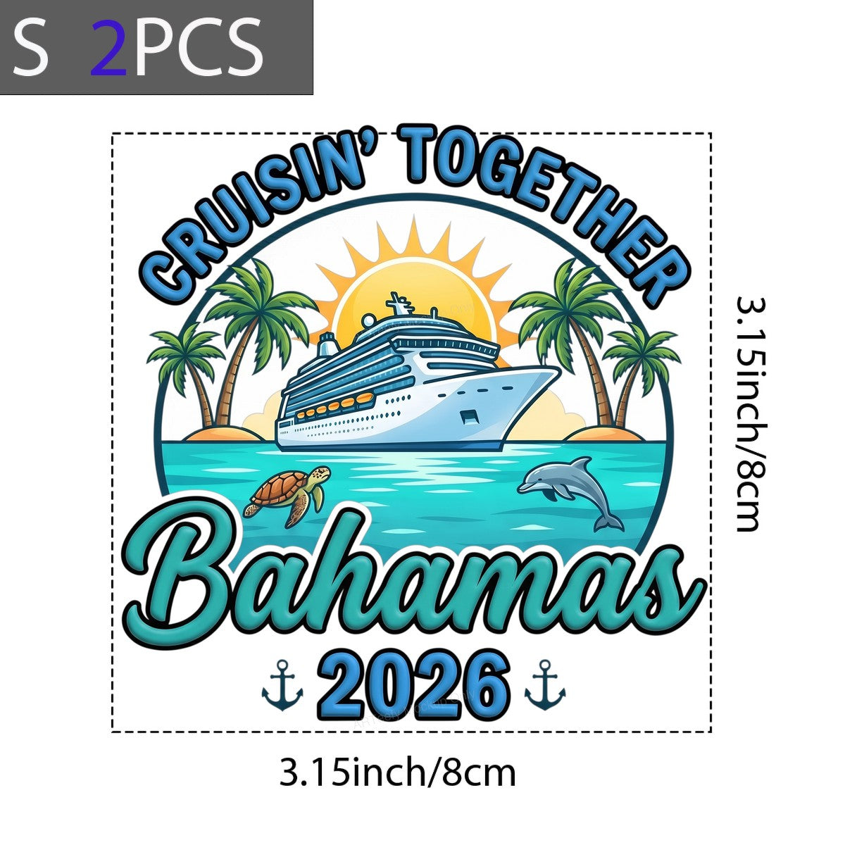 DTF Transfer Cruisin’ Together Bahamas 2026 Cruise Ship Graphic for T Shirts Hoodies and Family Vacation Shirts - 8