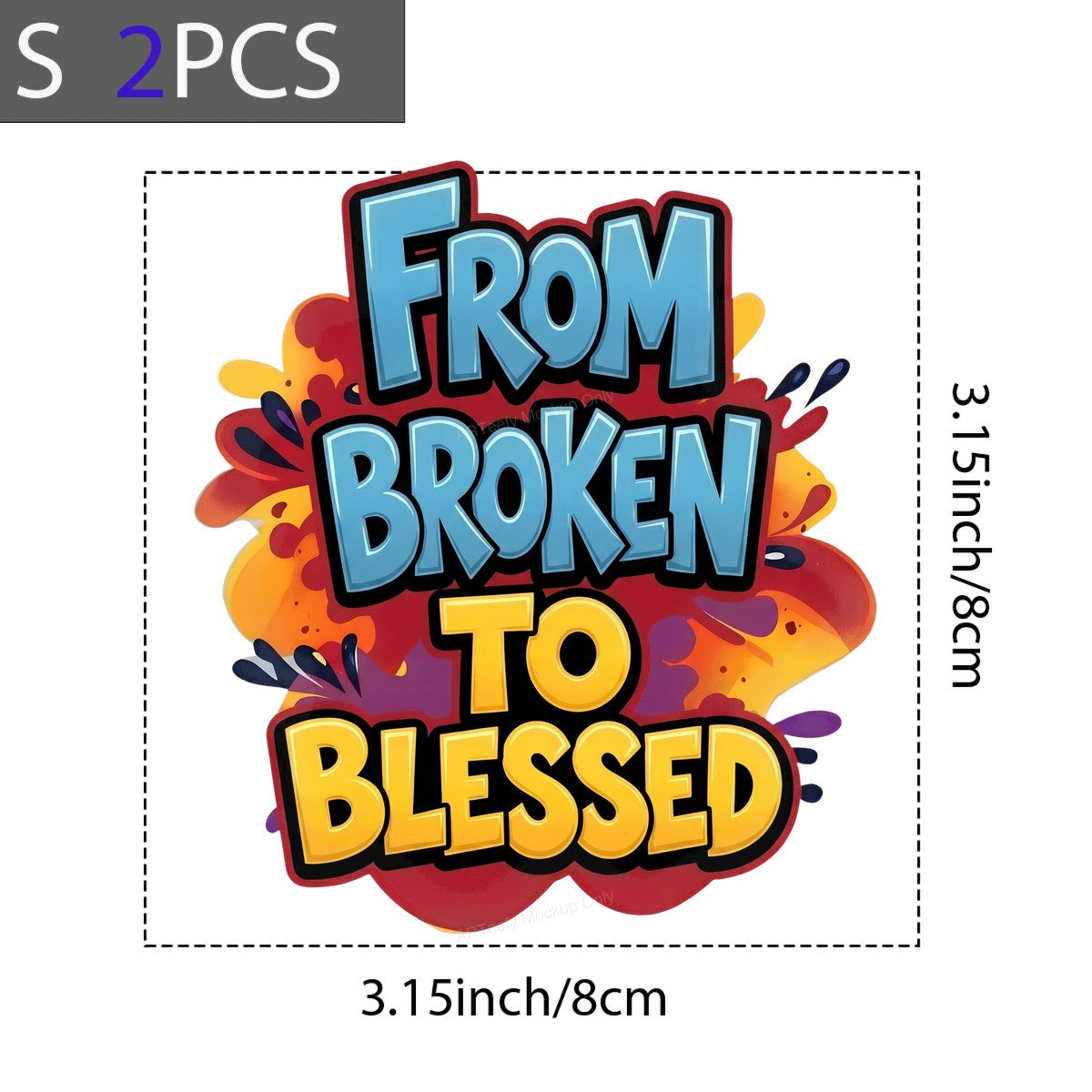 Christian Heat Transfer From Broken to Blessed Quote Colorful Bubble Letter Graphic for T Shirts Hoodies and Tote Bags - 8