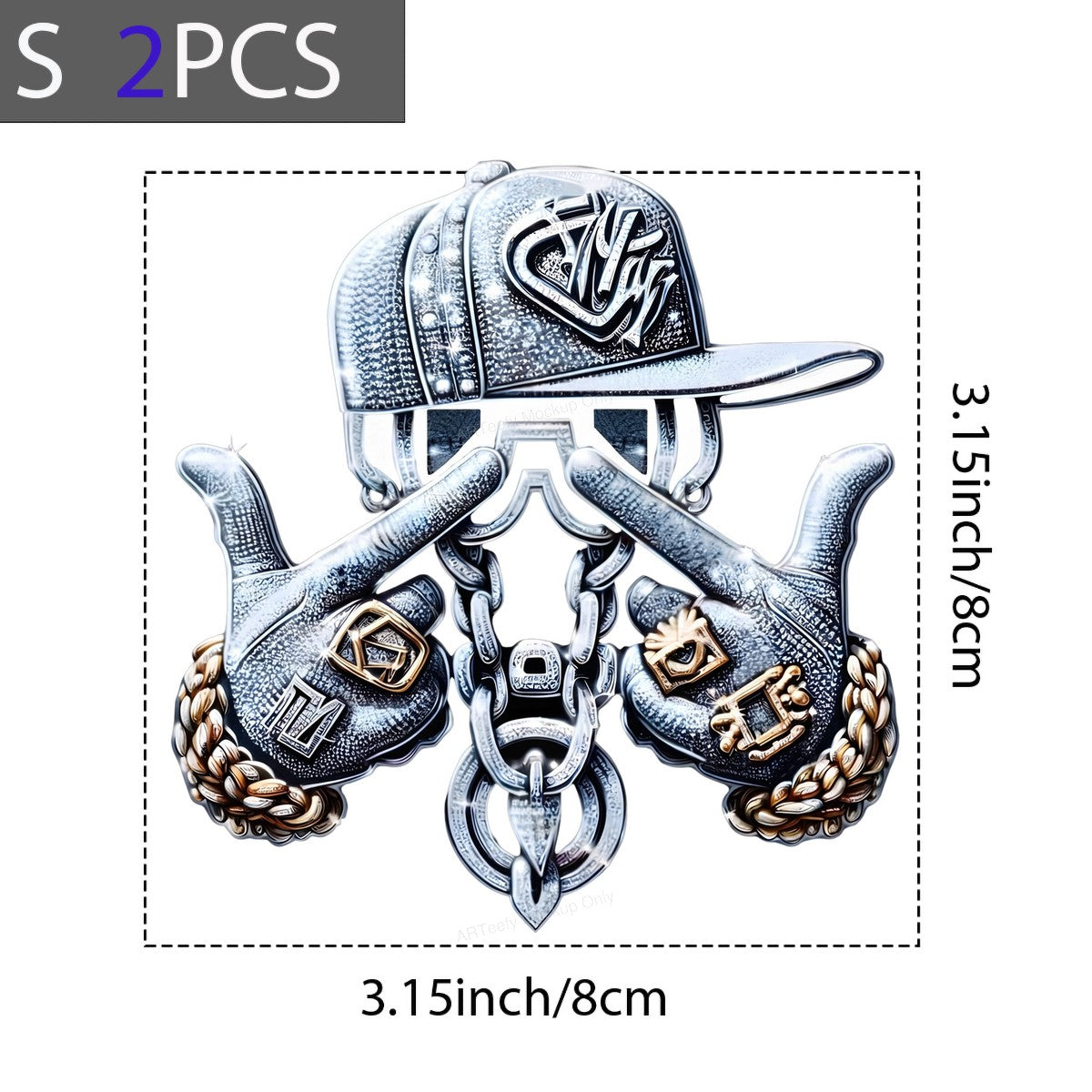 DTF Transfer Bling Skeleton Hands with Chains and Rings Hip Hop Graphic for T Shirts Hoodies and Streetwear Apparel - 8