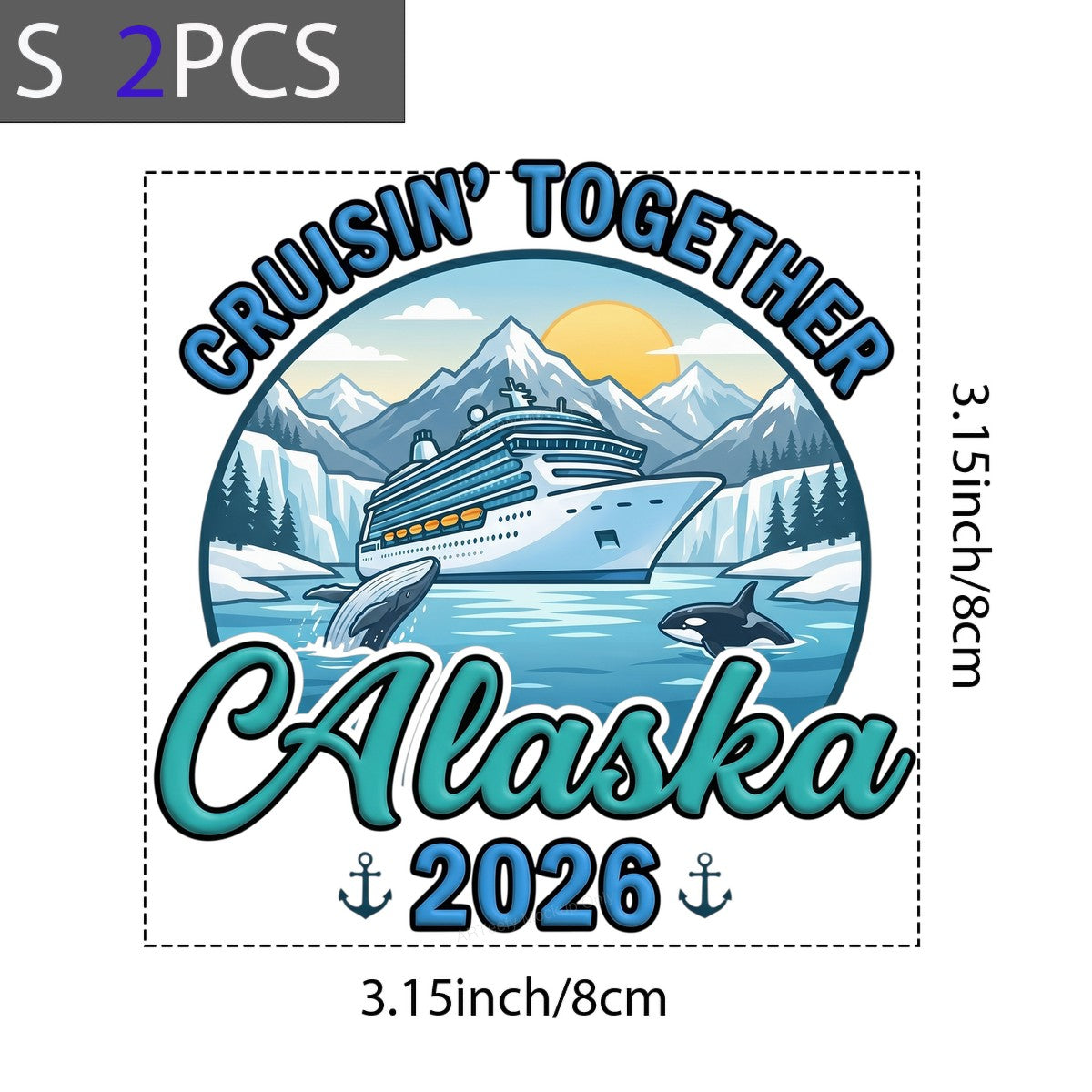 DTF Transfer Cruisin’ Together Alaska 2026 Cruise Ship and Whale Graphic for T Shirts Hoodies and Cruise Trip Apparel - 8