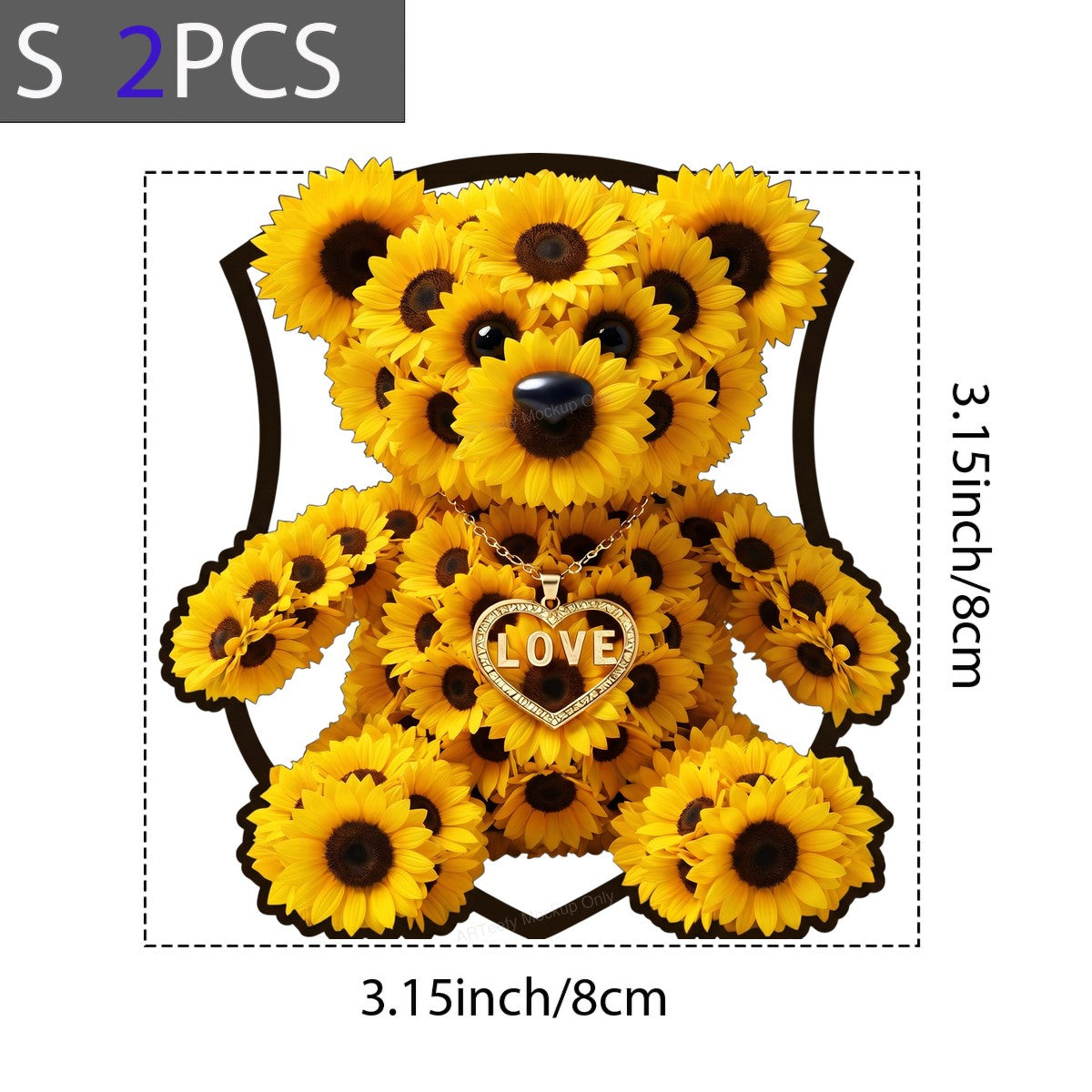 DTF Heat Transfer Sunflower Teddy Bear Love Heart Pendant Graphic for T Shirts Hoodies and Tote Bags - 8