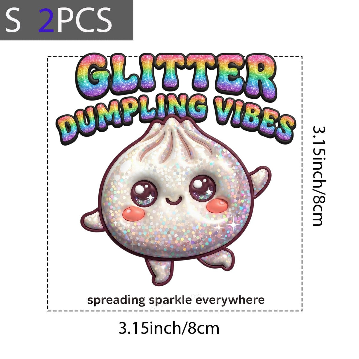 DTF Heat Transfer Glitter Dumpling Vibes Kawaii Sparkle Graphic for T Shirts Hoodies and Tote Bags - 8