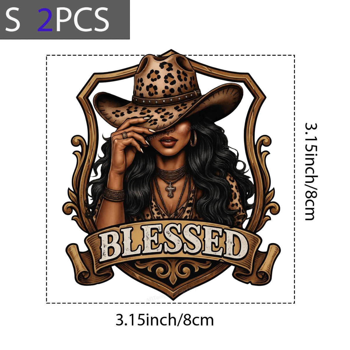 Christian Heat Transfer Blessed Cowgirl Leopard Hat Western Graphic for T Shirts Hoodies and Tote Bags - 8