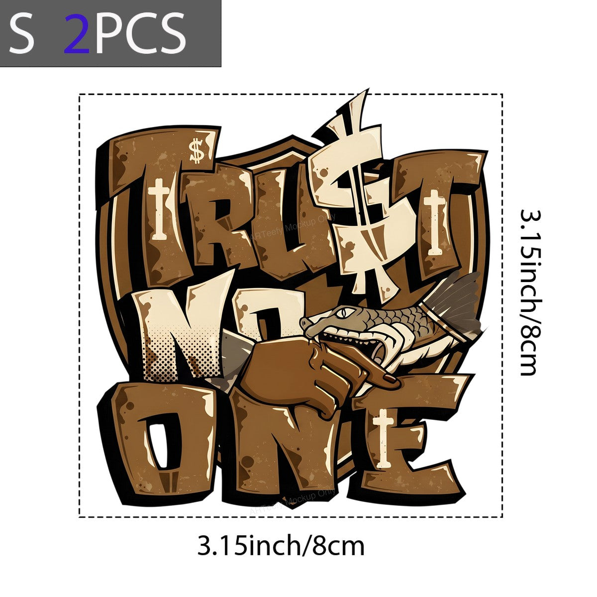 DTF Heat Transfer Trust No One Snake Bite Hand Graphic for T Shirts Hoodies and Streetwear Apparel - 8