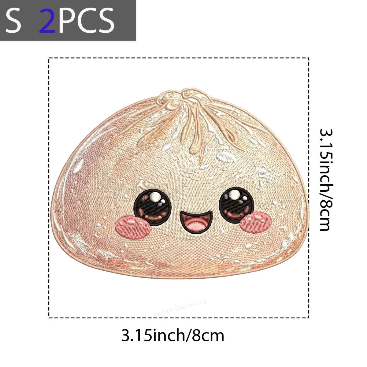 DTF Heat Transfer Cute Kawaii Dumpling Face Embroidery Style Graphic for T Shirts Hoodies and Tote Bags - 8