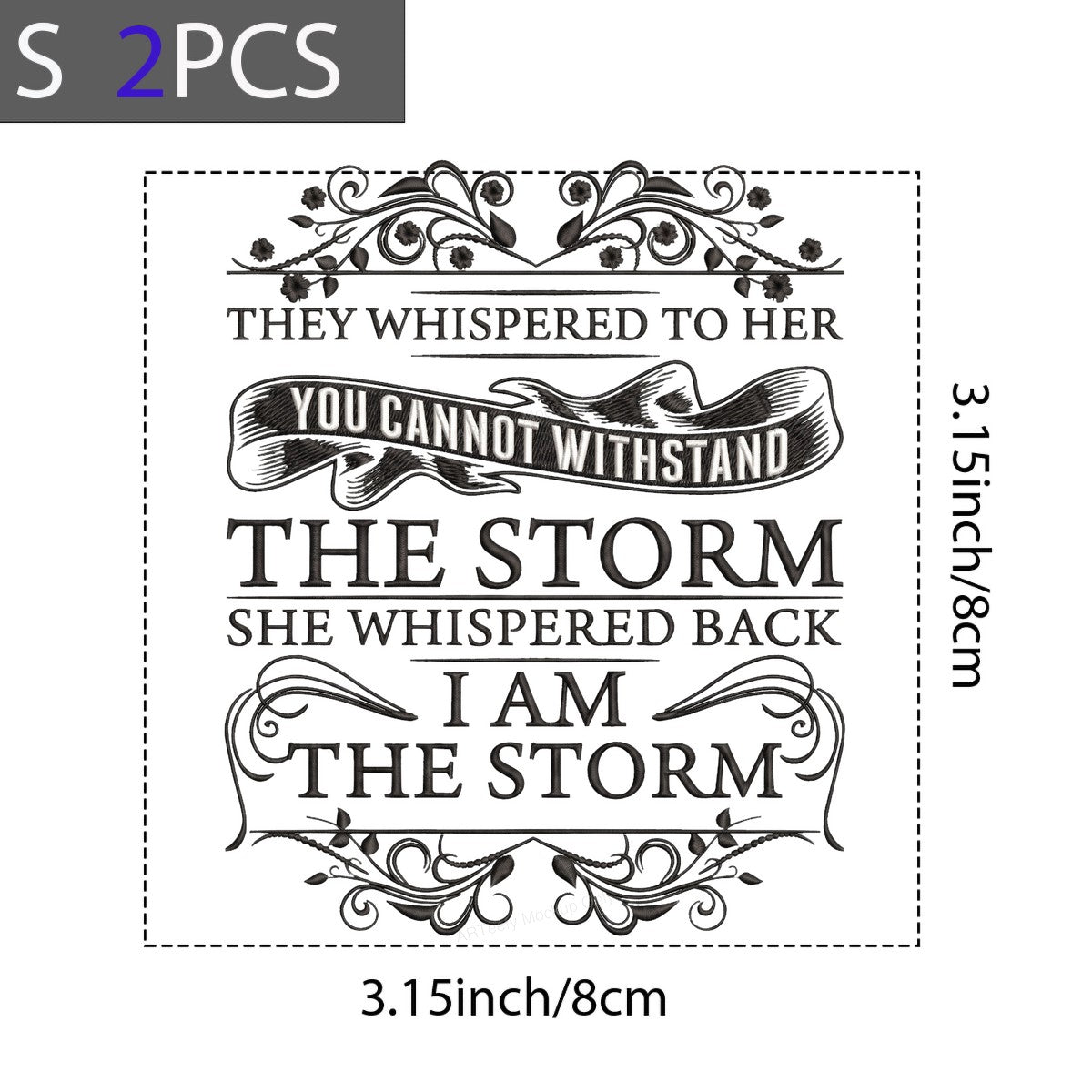 DTF Heat Transfer “They Whispered To Her I Am The Storm” Feminine Script Graphic for T Shirts Hoodies and Tote Bags - 8