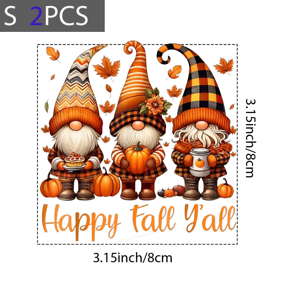 DTF Heat Transfer Happy Fall Y’all Autumn Gnomes Pumpkin Graphic for T Shirts Hoodies and Tote Bags - 8