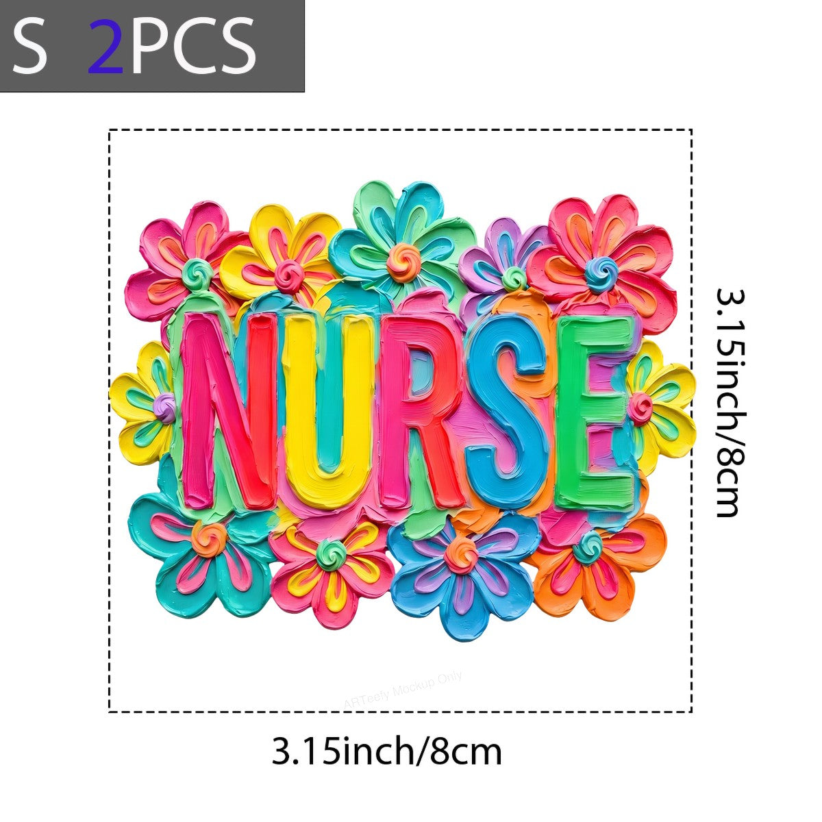 DTF Heat Transfer Colorful Nurse Text with Bright Floral Graphic for T Shirts Hoodies and Tote Bags - 8