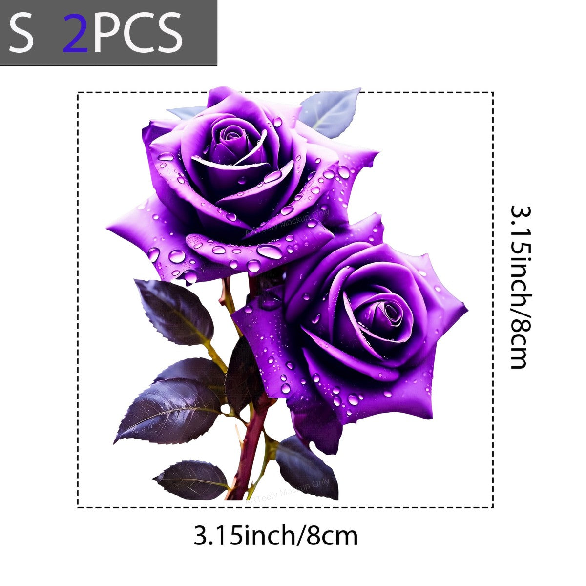 DTF Heat Transfer Purple Rose Bouquet with Water Droplets Graphic for T Shirts Hoodies and Tote Bags - 8