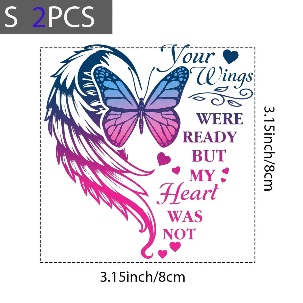 DTF Transfer Your Wings Were Ready Memorial Butterfly and Angel Wing Heart Graphic for T Shirts Hoodies and Tote Bags - 8