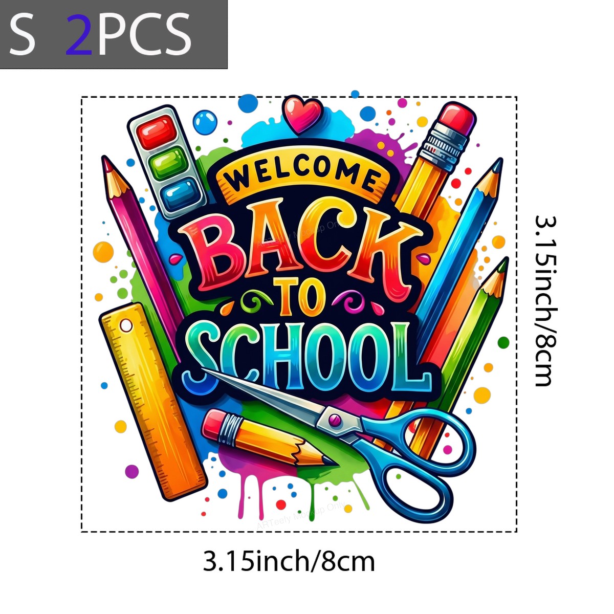 DTF Transfer Welcome Back To School Colorful Pencil and Ruler Graphic for Teacher Shirts and Classroom Apparel - 8