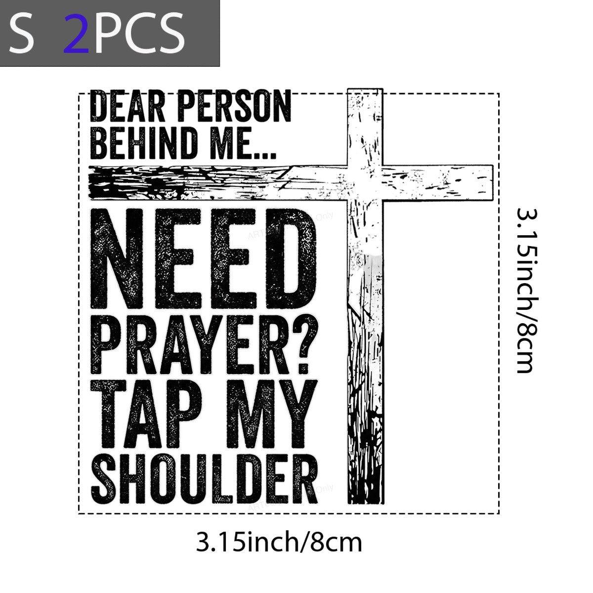 Christian Heat Transfer Need Prayer Tap My Shoulder Quote with Distressed Cross Graphic for T Shirts Hoodies and Tote Bags - 8