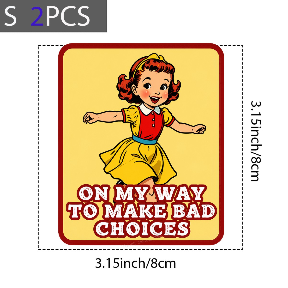 Funny Graphic Transfer On My Way To Make Bad Choices Retro Cartoon Girl Design for T Shirts Hoodies and Tote Bags - 8