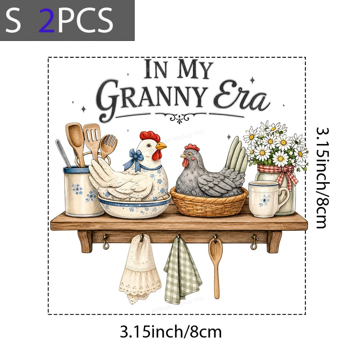 DTF Transfer In My Granny Era Farmhouse Chicken Kitchen Shelf Graphic for T Shirts Hoodies and Tote Bags - 8