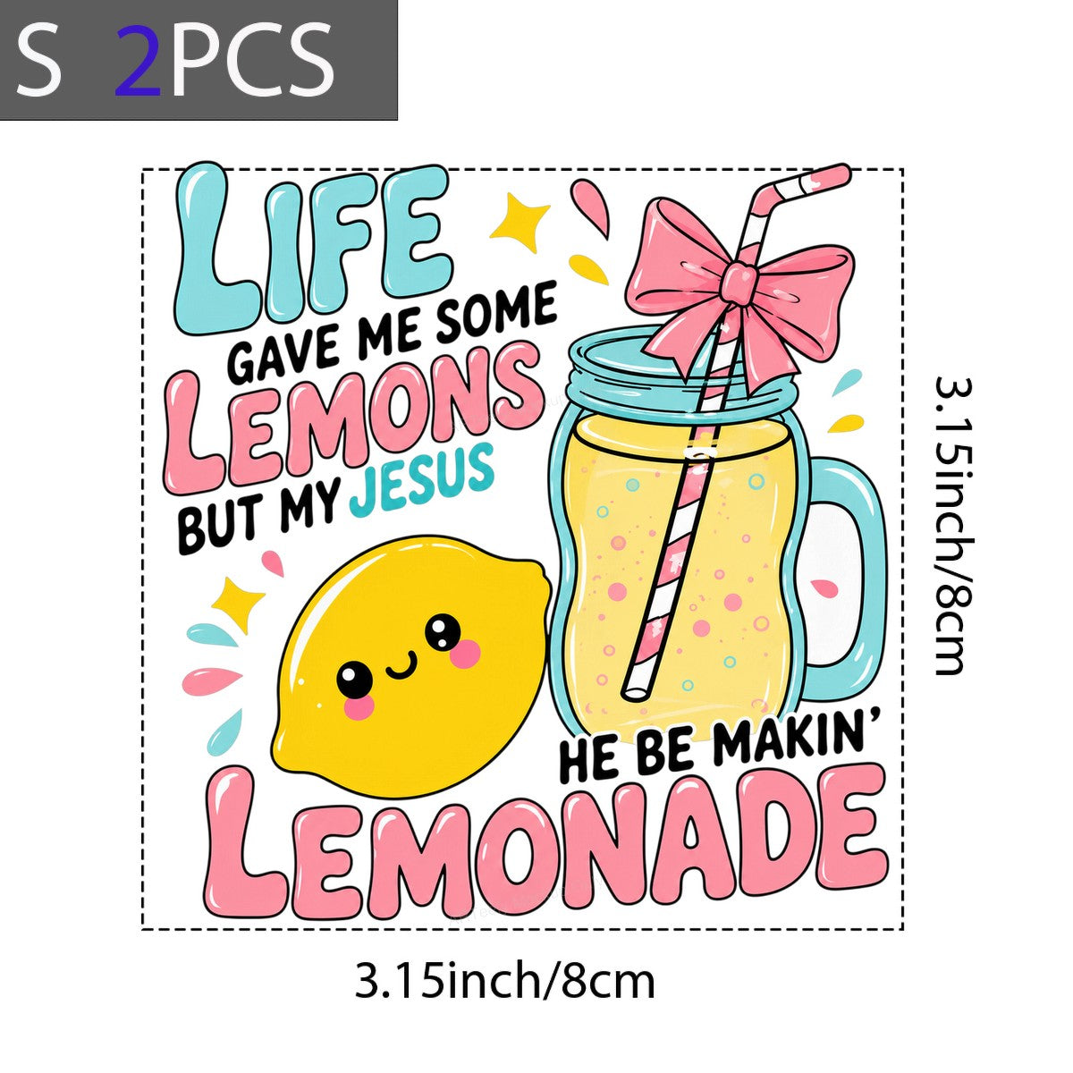 Christian Heat Transfer Life Gave Me Lemons My Jesus Makes Lemonade Cute Lemon and Mason Jar Graphic for T Shirts Hoodies and Tote Bags - 8