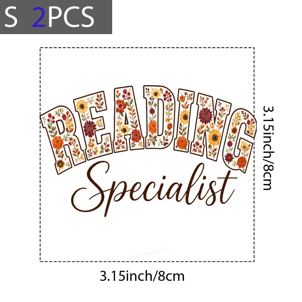 DTF Transfer Reading Specialist Floral Lettering Graphic for Teacher T Shirts Hoodies and Tote Bags - 8