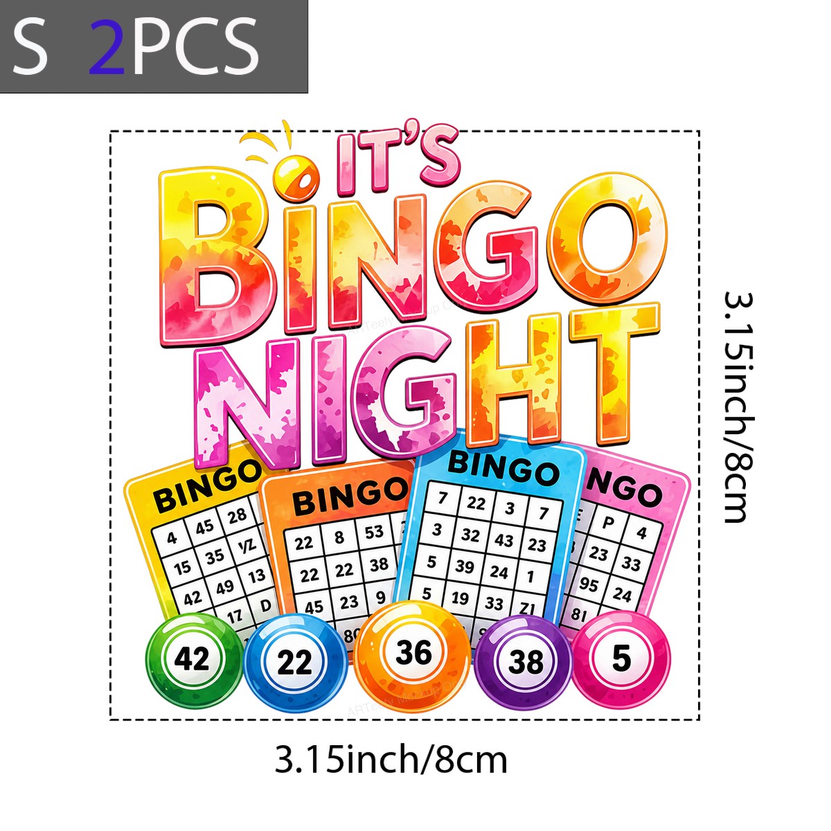 DTF Transfer It’s Bingo Night Quote Colorful Bingo Cards Graphic for T Shirts Hoodies and Game Night Apparel - 8