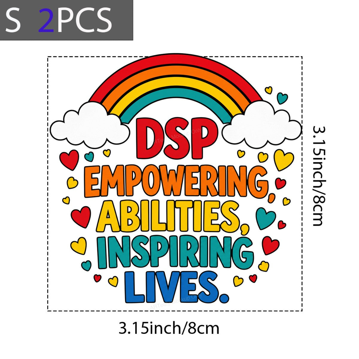 DTF Transfer DSP Empowering Abilities Inspiring Lives Rainbow Heart Graphic for T Shirts Hoodies and Tote Bags - 8