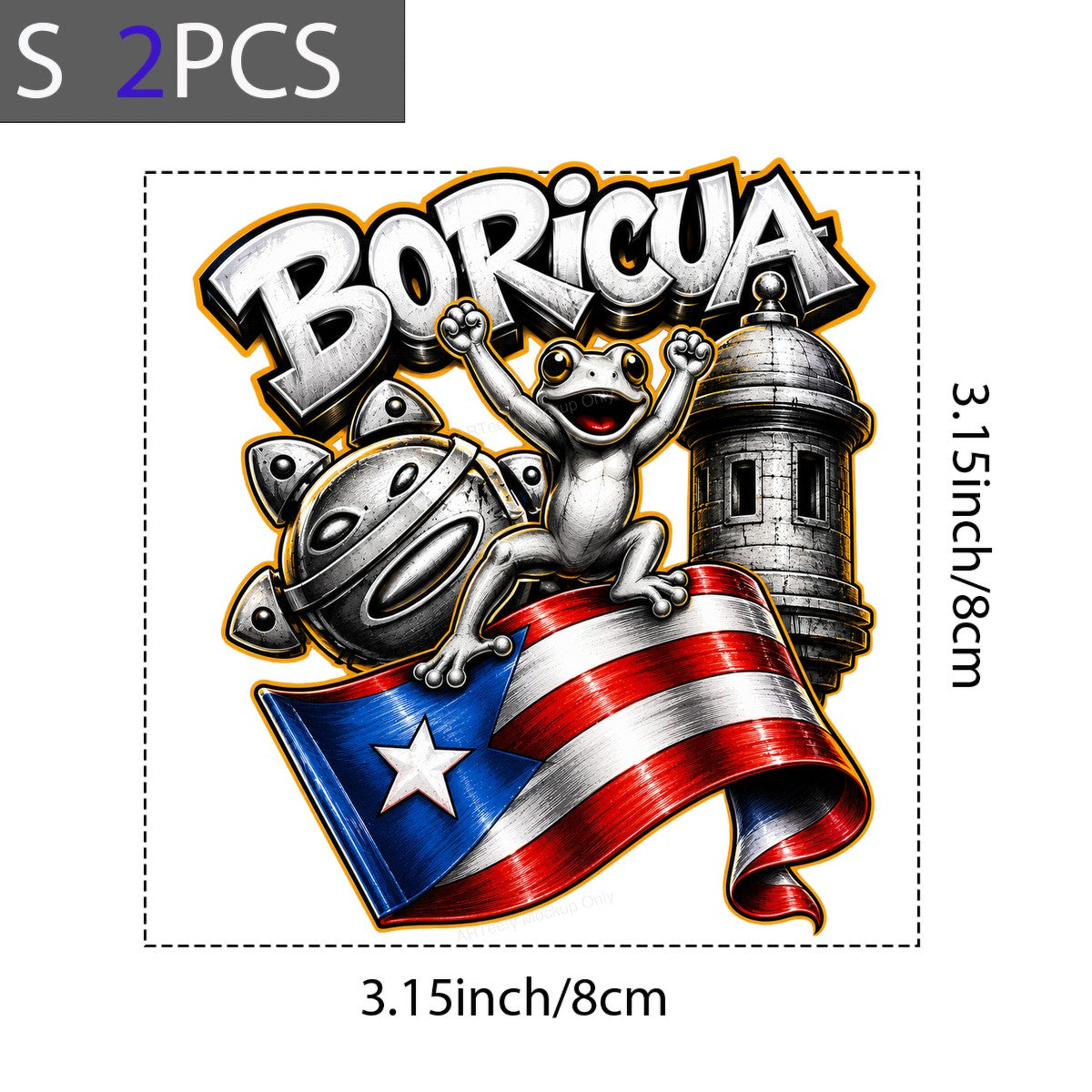 DTF Heat Transfer Boricua Coqui Frog with Puerto Rico Flag Graffiti Style Graphic for T Shirts Hoodies and Tote Bags - 8