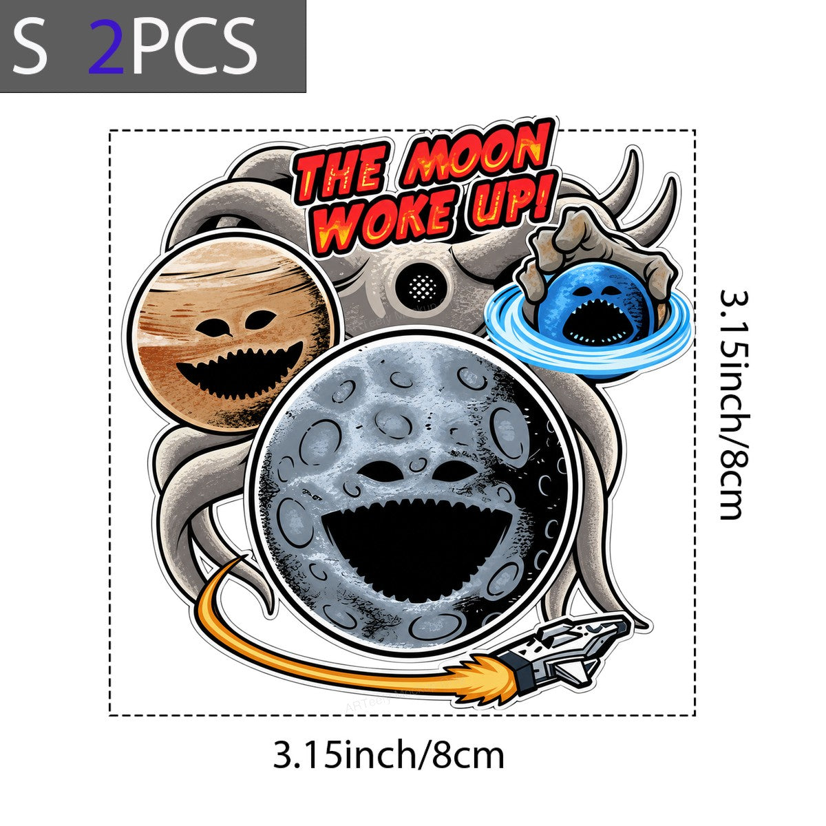 Funny Graphic Transfer The Moon Woke Up Cartoon Planets and Spaceship Design for T Shirts Hoodies and Tote Bags - 8