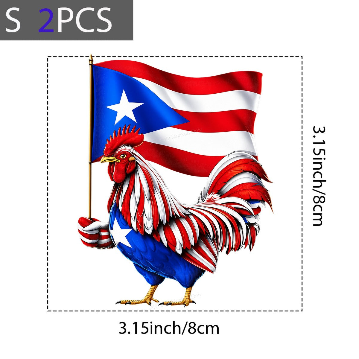 DTF Heat Transfer Puerto Rico Flag Rooster Patriotic Graphic for T Shirts Hoodies and Tote Bags - 8