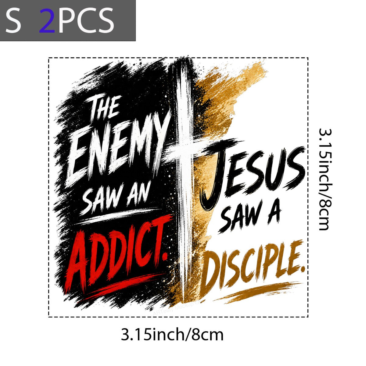 Christian Heat Transfer The Enemy Saw An Addict Jesus Saw A Disciple Cross Graphic for T Shirts Hoodies and Tote Bags - 8