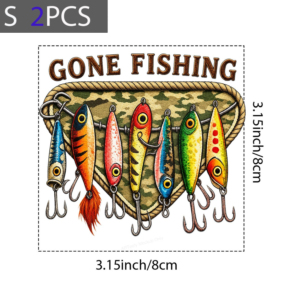 DTF Transfer Gone Fishing Lures Camouflage Triangle Graphic for T Shirts Hoodies and Fishing Gifts - 8