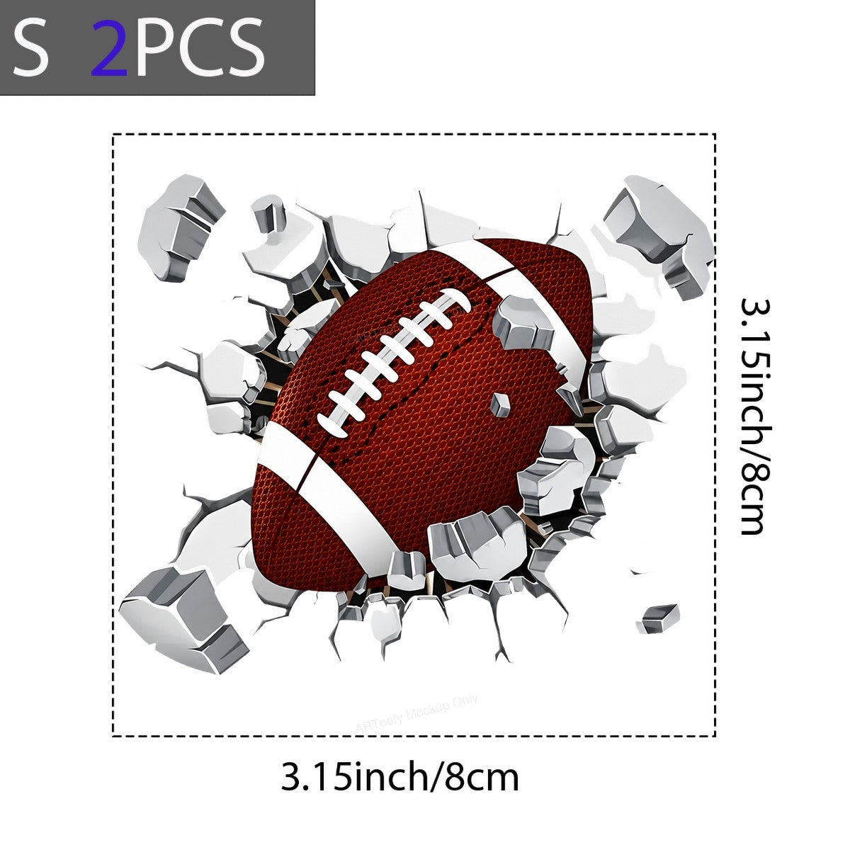 DTF Transfer American Football Breaking Wall 3D Graphic for T Shirts Hoodies and Game Day Apparel - 8