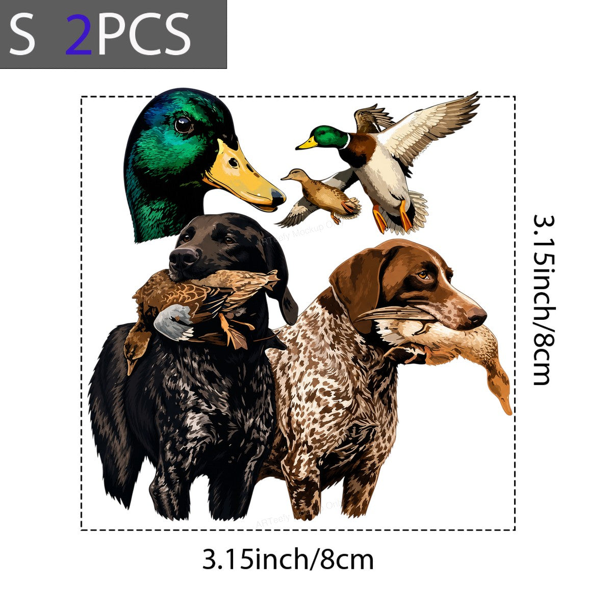 DTF Transfer Duck Hunting Dogs with Mallard Graphic Art for T Shirts Hoodies and Hunting Apparel - 8