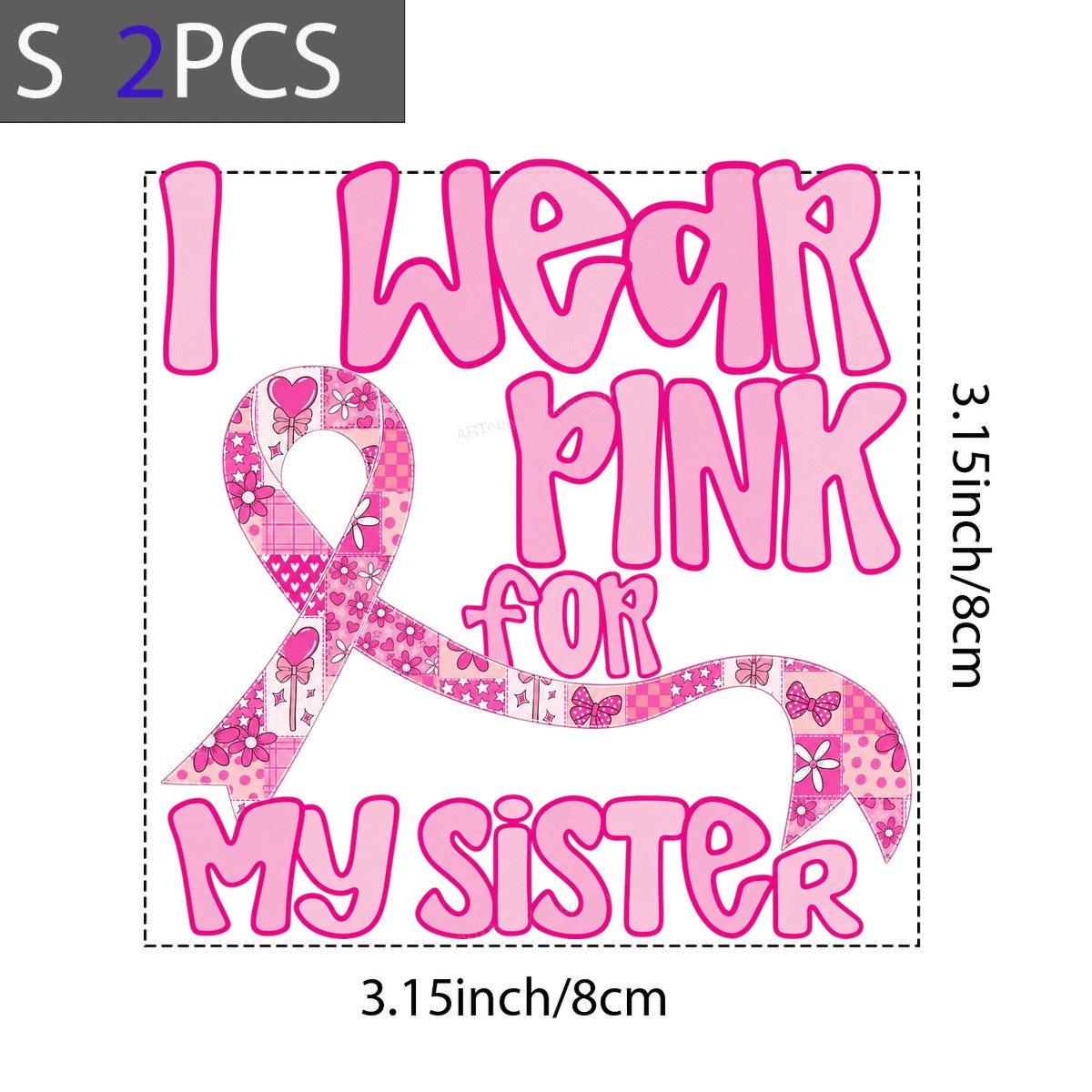 DTF Heat Transfer I Wear Pink For My Sister Ribbon Graphic for T Shirts Hoodies and Tote Bags - 8