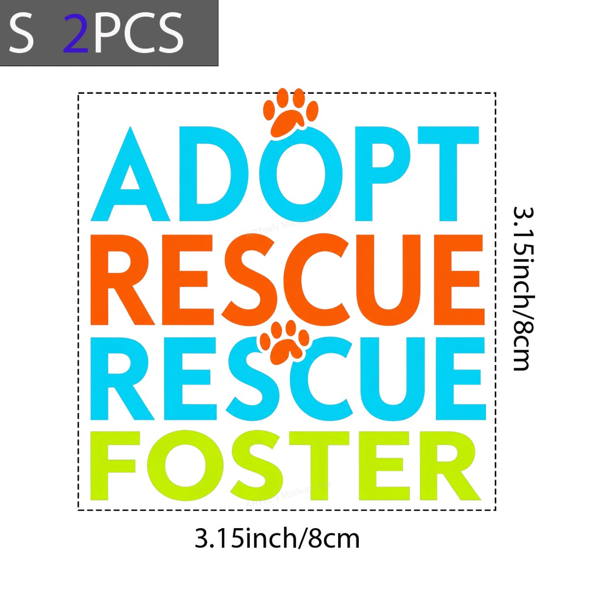 DTF Heat Transfer Adopt Rescue Foster Paw Print Quote Neon Lettering for T Shirts Hoodies and Tote Bags - 8