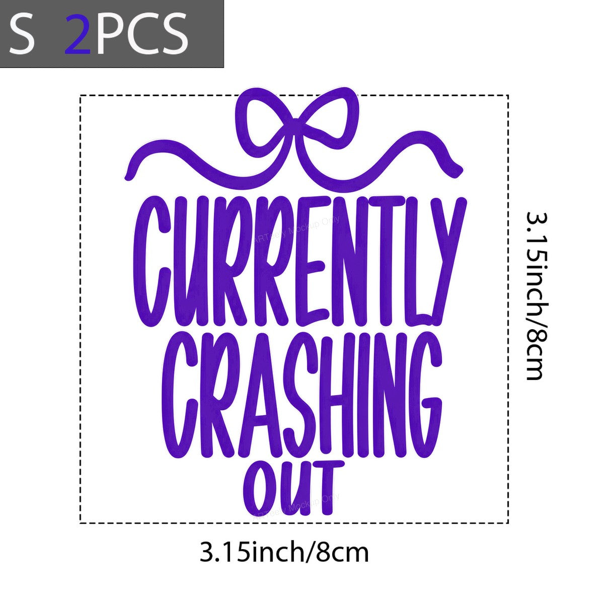 Funny Graphic Transfer “Currently Crashing Out” Bow Lettering Design for T Shirts Hoodies and Pajamas - 8