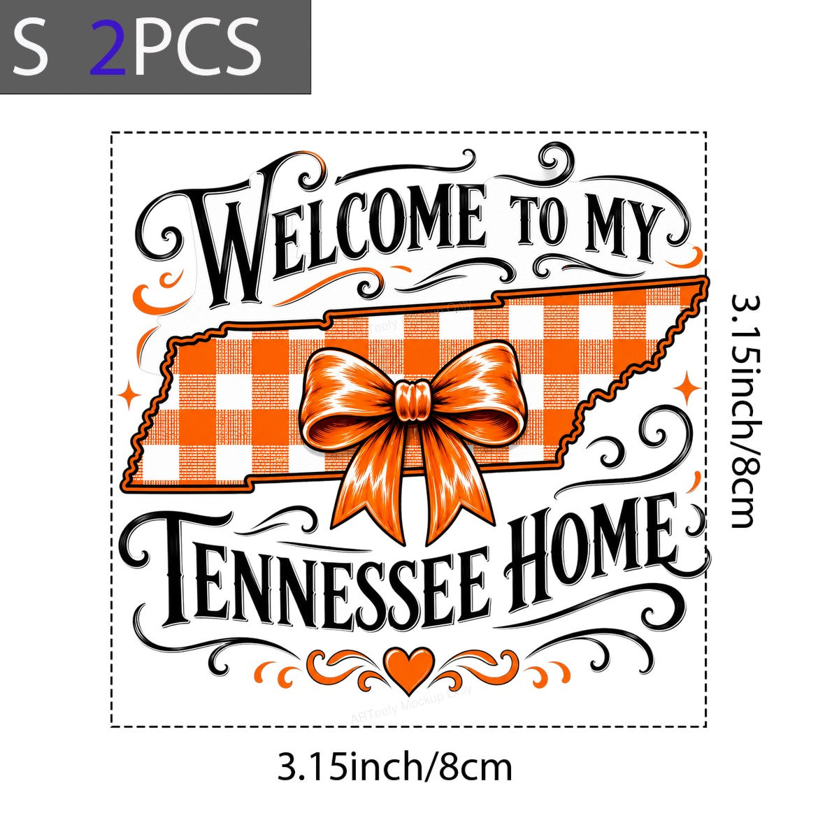 DTF Heat Transfer Welcome To My Tennessee Home Plaid State with Bow Graphic for T Shirts Hoodies and Tote Bags - 8