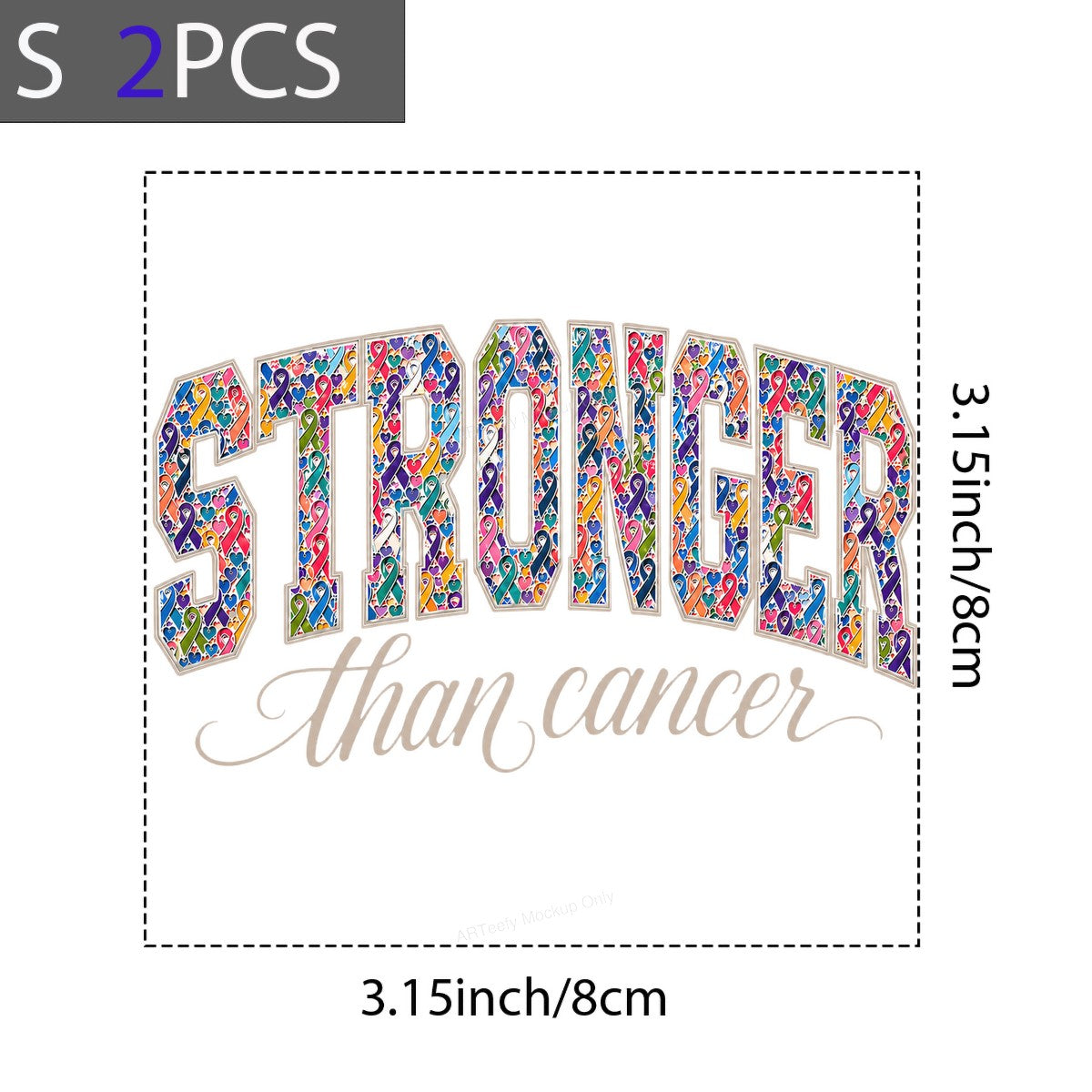 DTF Transfer Stronger Than Cancer Multicolor Awareness Ribbon Lettering Graphic for T Shirts Hoodies and Tote Bags - 8