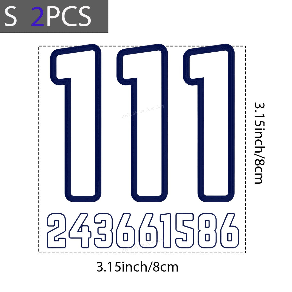 Iron On Transfer Navy Outline Number 111 and Numbers Graphic for Sports Jerseys and Team Apparel - 8