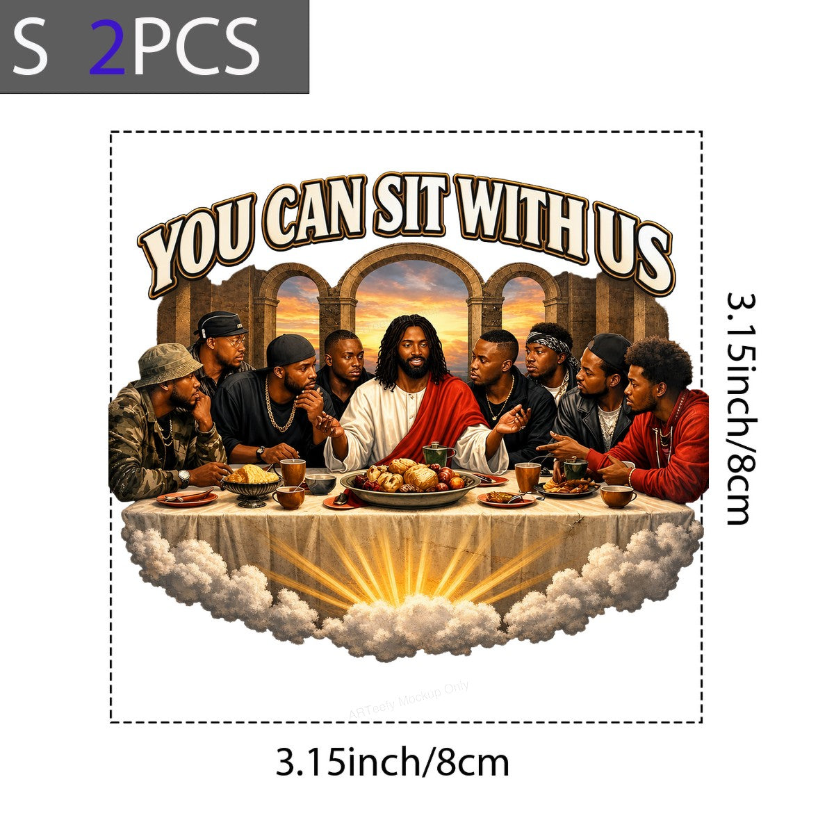 Christian Heat Transfer “You Can Sit With Us” Modern Last Supper Graphic for T Shirts Hoodies and Christian Apparel - 8