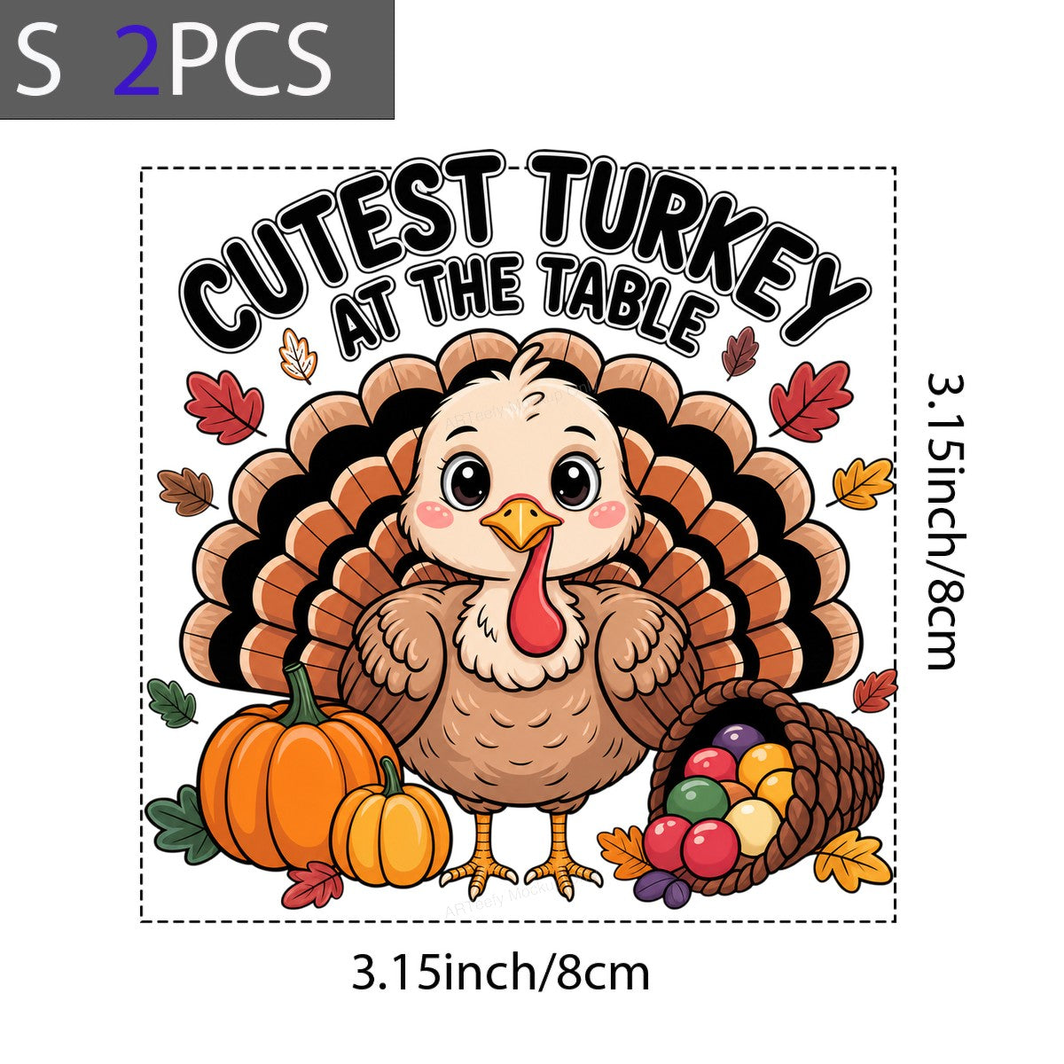 DTF Heat Transfer Cutest Turkey at the Table Cartoon Thanksgiving Graphic for T Shirts Hoodies and Family Holiday Shirts - 8