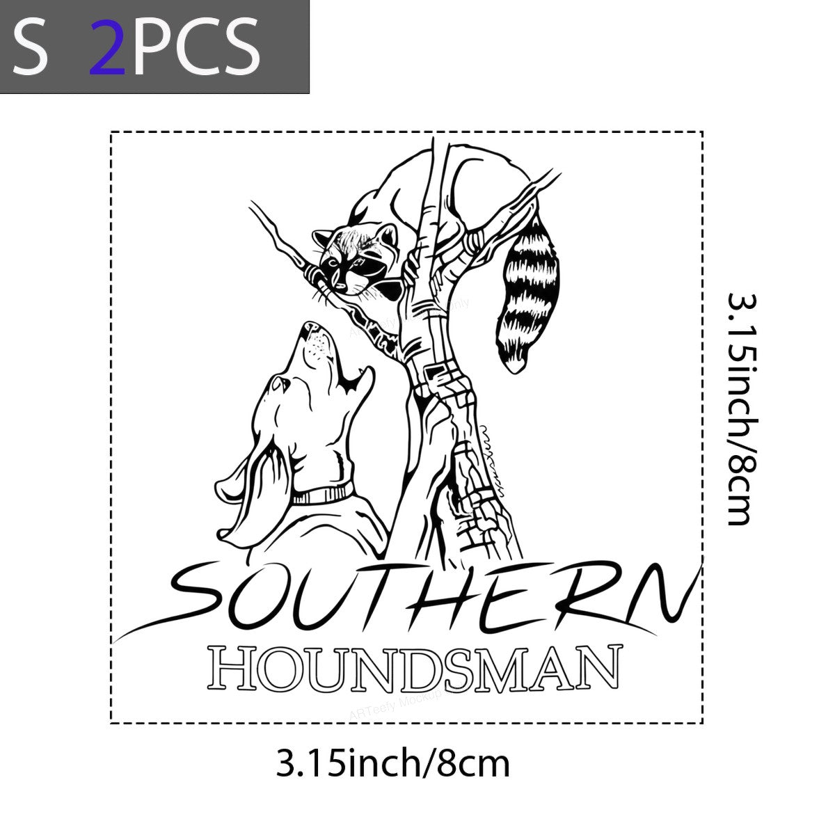 DTF Heat Transfer Southern Houndsman Coon Dog and Raccoon Tree Graphic for T Shirts Hoodies and Hunting Apparel - 8