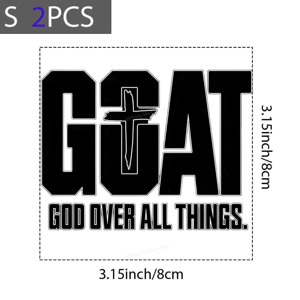 Christian Heat Transfer GOAT God Over All Things Cross Graphic for T Shirts Hoodies and Christian Apparel - 8