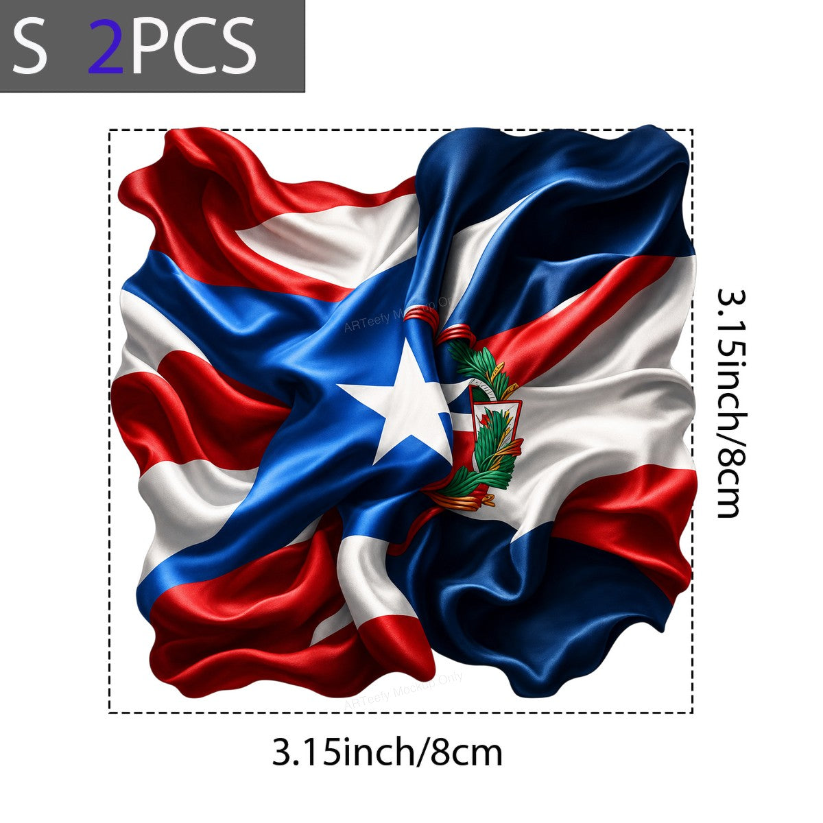DTF Heat Transfer Puerto Rico Flag with Crest Realistic Waving Fabric Graphic for T Shirts Hoodies and Tote Bags - 8