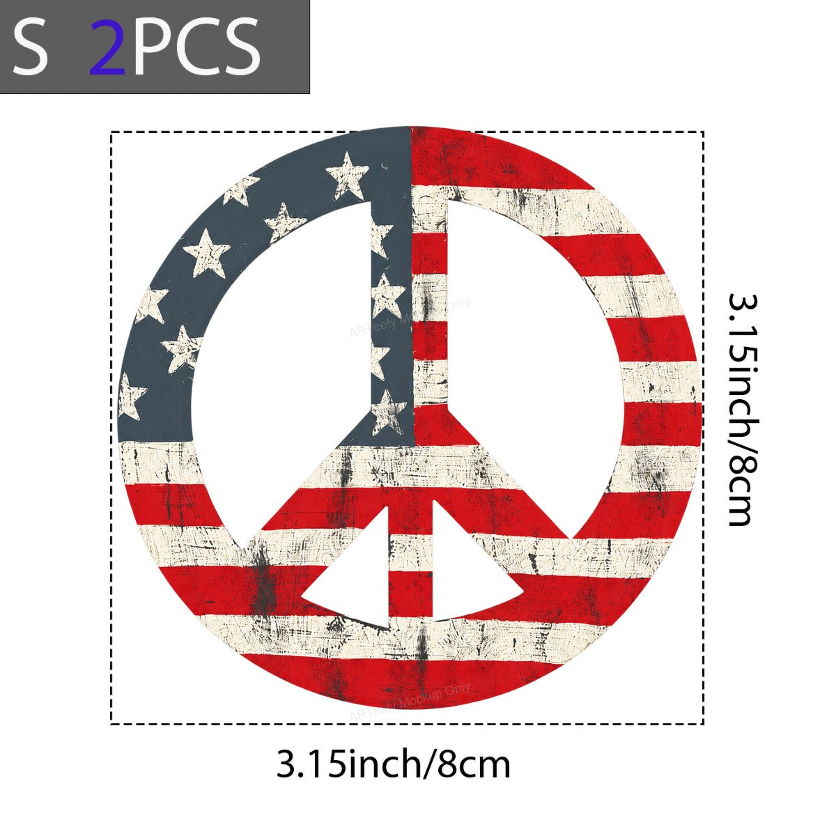 DTF Heat Transfer American Flag Peace Sign Distressed Graphic for T Shirts Hoodies and Tote Bags - 8