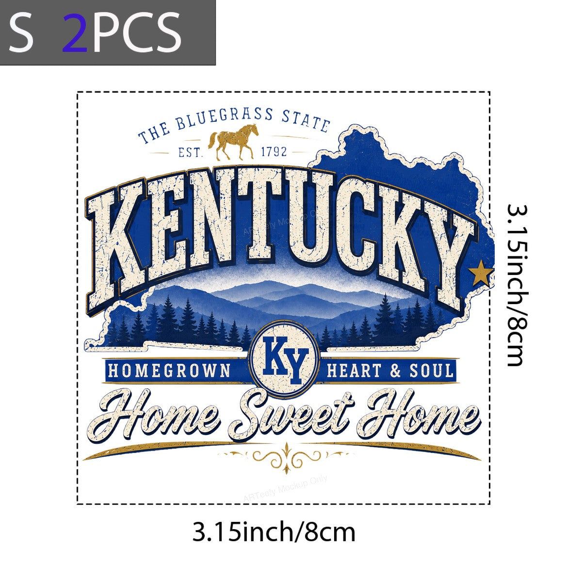 DTF Heat Transfer Kentucky Home Sweet Home Bluegrass State Map Graphic for T Shirts Hoodies and Tote Bags - 8