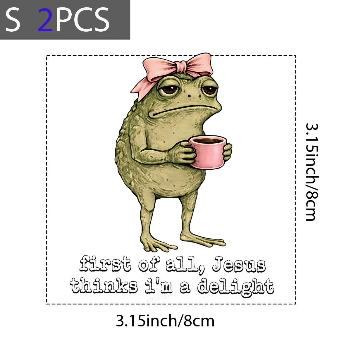 Funny Graphic Transfer Grumpy Frog with Coffee “First of All Jesus Thinks I’m a Delight” Cartoon Design for T Shirts Hoodies and Gifts - 8